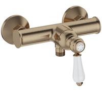 Jacob Delafon Louise - Mezclador de ducha de pared mecánico, diseño retro, mango cerámico, ahorro de agua, 21,5 x 16,70 x 17 cm, acabado bronce, E24362-BCN