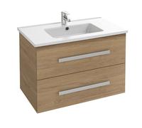 Jacob Delafon - Mueble lavabo (80 cm), color roble | Cajones con cierre progresivo silencioso. Plano lavabo de cerámica esmaltada