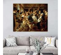 Jacob Jordaens《El festín del rey de las habas》 Lienzo decorativo estético, póster impreso, decoración de pared para el hogar (30x45cm/Sin marco)