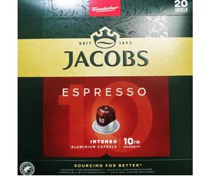 Jacobs Douwe Egberts Cápsulas de aluminio Jacobs Espresso 10 Intenso 20 compatibles con cafeteras Nespresso®