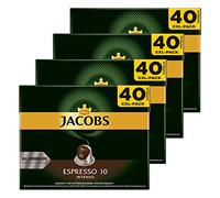 Jacobs Espresso 10 Intenso, Cápsulas de Café, Compatible con Nespresso, Café, 160 Cápsulas, Á 5.2 g