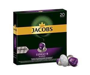 Jacobs Lungo 8 Intenso, Cápsulas de Café, Compatible con NExpreso, Café, 20 Cápsulas, c/u 5.2 g