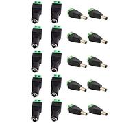 JacobsParts Conector macho y hembra de alimentación CC y conector de cable atornillado de 5,5 mm x 2,1 mm para tira LED de 12 V/24 V y electrónica (10 pares)