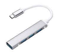 JacobsParts Divisor de concentrador USB-C tipo C a USB 3.0 de 4 puertos para MacBook Pro/Air, iPad, PC, Chromebook, teléfono (plateado)