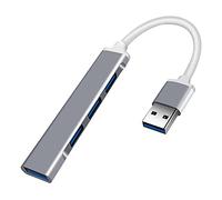 JacobsParts UH3-P - Divisor de concentrador USB 3.0 de 4 puertos delgado y elegante de aluminio para PC, Mac, portátil, escritorio (gris)