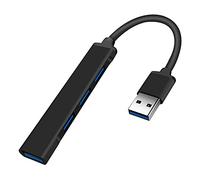 JacobsParts UH3-P USB 3.0 4 puertos Hub Splitter delgado y elegante aluminio para PC, Mac, portátil, escritorio (negro)