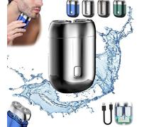 Jacooba Electric Razor, Model Mini Portable Dual-Head Electric Shaver, Wet and Dry Electric Shaver, Rechargeable Ipx-7 Waterproof Electric Razor (Silver)