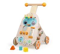 Jacootoys Andador de Madera, Andador de Empuje de Velocidad Ajustable para Niños Pequeños, Andador de Madera para Empujar y Tirar, Andador de Aprendizaje para Niños Niñas 1 2 3 Años
