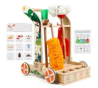 Jacootoys Caminador de Madera, Set de Limpieza para Niños Pequeños, Juguete de Empujar para Niños de 36 Meses, Niños y Niñas, Carritos de Limpieza Educativos para Niños Pequeños