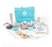Jacootoys Juego de médicos de Madera 18 Piezas Estuche de Transporte Dentista Los simulan Roles Juguetes médicos para niños Niños Niñas 3 +
