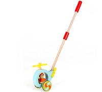 Jacootoys Juguete de Madera niños con empuñadura y tracción a lo Largo de helicóptero Caminar con Palo Desmontable de 24 Pulgadas