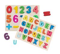 Jacootoys Puzzle de Madera Alfabeto y números Rompecabezas Juego de Mesa Aprendizaje Regalo Juguete Educativo para Niños