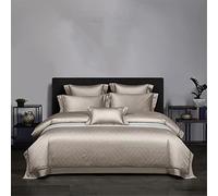 Jacquard Juego Satin Cubierta núcleo Suave Casas Almohada sábana Ropa Sedosa (Color: Bed Rey) (Reina de la Cama Plana)