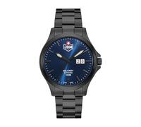 Jacques Du Manoir Millitary Alpha Big Date - Reloj de Pulsera para Hombre, Cuarzo, analógico, Acero Inoxidable, 41,5 mm, Correa de Acero Inoxidable, Color Negro, 10 Bar, Color de la Esfera: Azul