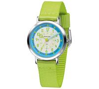 JACQUES FAREL Happy Learning KOP 05 - Reloj de pulsera infantil analógico de cuarzo y correa textil, verde, Correa