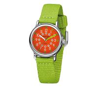 JACQUES FAREL KCF 090 - Reloj de pulsera para niños, analógico, de cuarzo, con correa de tela, extra suave, color verde claro y naranja, verde, Clásico