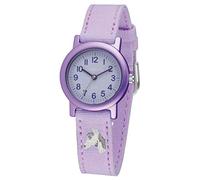 JACQUES FAREL Reloj de pulsera ecológico para niña con correa textil de algodón orgánico, analógico, cuarzo, lila, caballo, ORG 8820, Lila-púrpura, Correa