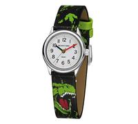 JACQUES FAREL Reloj infantil de dinosaurio T-Rex, negro, verde, metal, cuarzo, analógico, HCC 921, Negro Verde Acero Colores, Correa