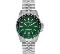JACQUES LEMANS 1-2205 Liverpool Diver - Reloj para hombre con correa de silicona y superficie de piel o con banda metálica de 41 mm, fecha 20 ATM, Green Metal Band, Pulsera