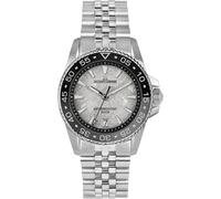 JACQUES LEMANS 1-2205 Liverpool Diver - Reloj para hombre con correa de silicona y superficie de piel o con banda metálica de 41 mm, fecha 20 ATM, Plateado Metal Band, Pulsera
