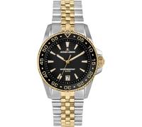 JACQUES LEMANS 1-2205 Liverpool Diver - Reloj para hombre con correa de silicona y superficie de piel o con banda metálica de 41 mm, fecha 20 ATM, Bicolor/Metal Band, Pulsera
