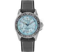 JACQUES LEMANS 1-2205 Liverpool Diver - Reloj para hombre con correa de silicona y superficie de piel o con banda metálica de 41 mm, fecha 20 ATM, Turquesa/Correa de, Correa
