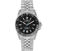 JACQUES LEMANS 1-2205 Liverpool Diver - Reloj para hombre con correa de silicona y superficie de piel o con banda metálica de 41 mm, fecha 20 ATM, Black Metal Band, Pulsera