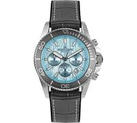JACQUES LEMANS 1-2206 Liverpool Diver - Reloj para hombre con correa de silicona y superficie de piel o con correa de metal de 44 mm, cronógrafo de 20 ATM, Turquesa/Correa de, Correa