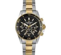 JACQUES LEMANS 1-2206 Liverpool Diver - Reloj para hombre con correa de silicona y superficie de piel o con correa de metal de 44 mm, cronógrafo de 20 ATM, Bicolor/Metal Band, Pulsera