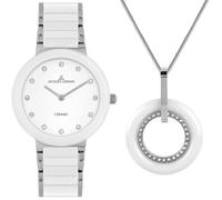 JACQUES LEMANS 42-7H-SET Monaco - Reloj de pulsera para mujer (acero inoxidable, con reloj de cerámica y cristal, 10 ATM)