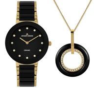 JACQUES LEMANS 42-7K-SET Mónaco - Reloj de pulsera para mujer (acero inoxidable, con reloj de cerámica y cristal, 10 ATM)