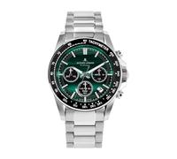 JACQUES LEMANS 50-10C - Reloj de pulsera solar para hombre, edición limitada, 42 mm, cristal de zafiro, 10 ATM, correa de acero inoxidable, color plateado con correa de piel