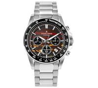 JACQUES LEMANS 50-10D - Reloj de pulsera solar para hombre, edición limitada, 42 mm, cristal de zafiro, 10 ATM, correa de acero inoxidable, color plateado con correa de piel