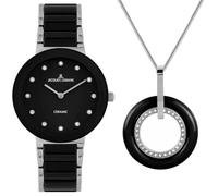 JACQUES LEMANS Mónaco 42-7G-SET - Reloj de pulsera para mujer (acero inoxidable, con reloj de cerámica y cristal, 10 ATM)