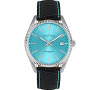 JACQUES LEMANS Reloj de hombre 'Colección Aniversario 50 años' Derby 40 mm 10 ATM fecha con correa de cuero 50-3 en diferentes variantes, Plata Turquesa, Correa
