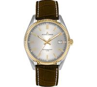 JACQUES LEMANS Reloj de mujer 'Colección Aniversario 50 años' Derby 34 mm 10 ATM fecha con correa de cuero 50-4 en diferentes variantes, Bicolor Gris, Correa