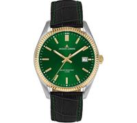 JACQUES LEMANS Reloj de mujer 'Colección Aniversario 50 años' Derby 34 mm 10 ATM fecha con correa de cuero 50-4 en diferentes variantes, Bicolor/Verde