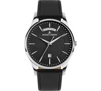 JACQUES LEMANS 1-2193 Reloj de hombre con correa de cuero o correa de metal Londres 40 MM fecha día de la semana en diferentes variantes, Negro / Correa de Cuero