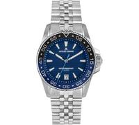 JACQUES LEMANS 1-2205 Liverpool Diver - Reloj para hombre con correa de silicona y superficie de piel o con banda metálica de 41 mm, fecha 20 ATM, Blue/Metallband, Pulsera