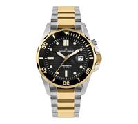 JACQUES LEMANS Reloj para hombre, correa de metal hibromático, acero inoxidable macizo, ip-oro/bicolor 1-2170L, correa de metal/negro/dorado, Correa de metal/negro/dorado