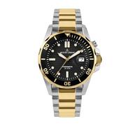 JACQUES LEMANS Reloj para hombre, correa de metal hibromático, acero inoxidable macizo, ip-oro/bicolor 1-2170L, correa de metal/negro/dorado, Correa de metal/negro/dorado