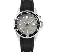 JACQUES LEMANS Reloj para hombre Hybromatic correa de silicona maciza de acero inoxidable 1-2170B, Correa de silicona/gris/negro, Correa