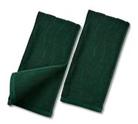Jacquotha Juego de 2 Toallas de Mano en Color Verde Bosque, Toallas Jacquard onduladas a Rayas para Regalo de baño y Cocina (13 x 29 Pulgadas, 100% algodón)