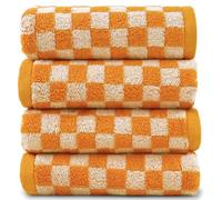 Jacquotha Juego de 4 Toallas de Mano Suaves, Juego de Toallas de Cocina a Cuadros Naranjas, decoración de otoño para baño, 33 x 73 cm