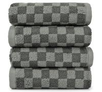 Jacquotha Juego de 4 Toallas de Mano Suaves, Juego de Toallas faciales a Cuadros Grises para baño, Cocina, Toalla Decorativa, Secado rápido, 5,9 x 13,1 cm