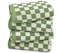 Jacquotha Juego de 4 Toallas de Mano Verdes para baño, Bonita Toalla de Mano a Cuadros para decoración de Navidad, Toallas de baño Ligeras para baño, Cara y Cuerpo