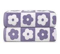 Jacquotha Paquete de 2 Toallas de baño de algodón con Dije Floral a Cuadros Lila, Toallas de Secado rápido Ligeras de Lujo para baño y Ducha, 27.5 x 55 Pulgadas