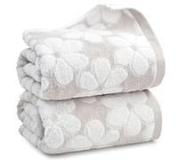 Jacquotha Paquete de 2 Toallas de baño Suaves, Toallas de Ducha súper absorbentes de 27.5 x 55 Pulgadas, Bonito Juego de baño Jacquard Floral, algodón, Beige Claro