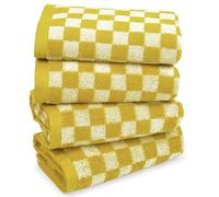 Jacquotha, Toallas de Mano Bonitas para baño a Cuadros, algodón Suave y Absorbente, 33 x 74 cm, 4 Unidades