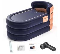 Jacuzzi inflable con bomba eléctrica, bañera portátil independiente con manguera de drenaje y tapa, ideal para baño caliente y de hielo